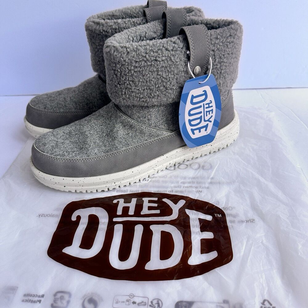 Hey Dude Women's Camden Cuff Wool Cozy Boot Grey Sz 10 2025
